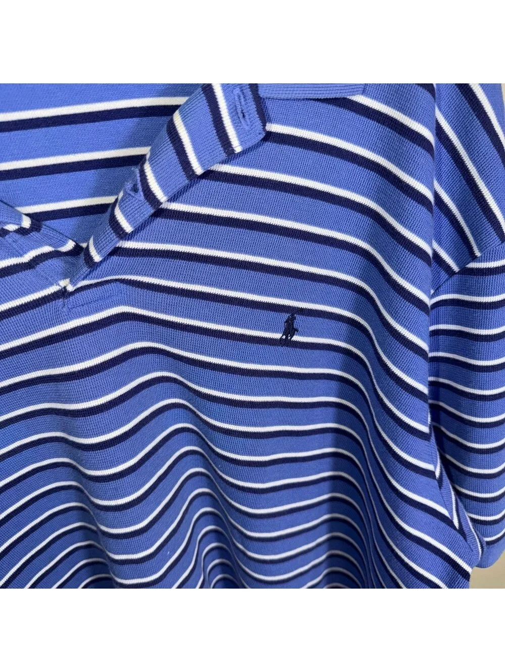 Polo Ralph Lauren Blue Striped Polo Mens 2XL Vtg y2k 90s Rare